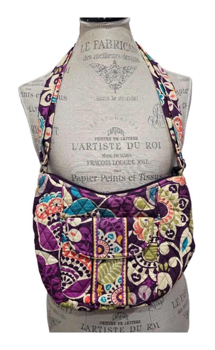 Vera Bradley Purple Plum Crazy Clara Crossbody Shoulder Bag Zip Closure Purse
